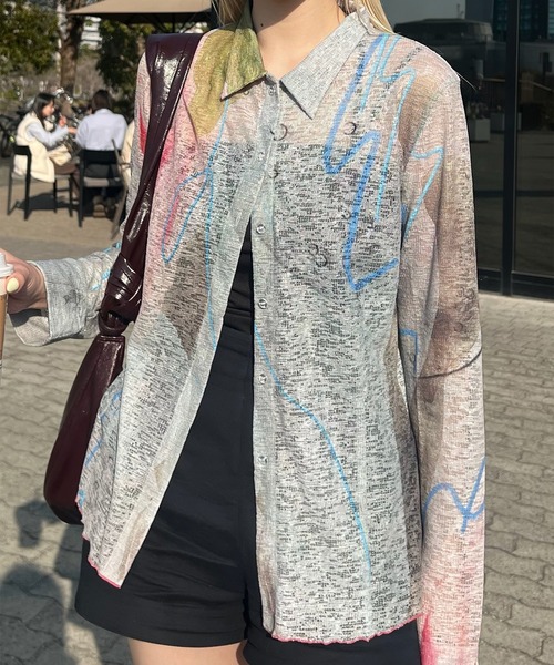 Ameri(アメリ)の「GEL ART CUT SHIRT(シャツ/ブラウス・レディース・ライトブルー/カーキ・FREE)」の17枚目の写真