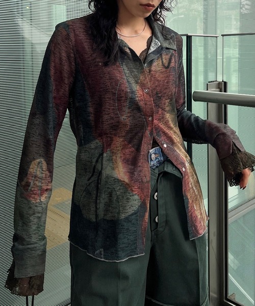 Ameri(アメリ)の「GEL ART CUT SHIRT(シャツ/ブラウス・レディース・ライトブルー/カーキ・FREE)」の19枚目の写真