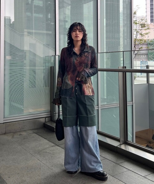 Ameri(アメリ)の「GEL ART CUT SHIRT(シャツ/ブラウス・レディース・ライトブルー/カーキ・FREE)」の22枚目の写真