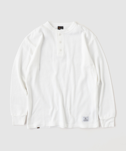 Alpha Industries(アルファインダストリーズ)の「ALPHA INDUSTRIES / アルファ インダストリーズ HONEYCOMB WAFFLE LS HENL(Tシャツ/カットソー・メンズ・ブラック/ホワイト・X-LARGE/LARGE/MEDIUM/SMALL)」の1枚目の写真
