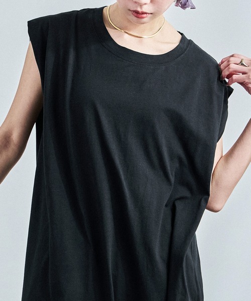 Fashion Letter(ファッションレター)の「フレンチスリーブ Tシャツワンピース(ワンピース・レディース・ブラック/グレイッシュベージュ・M)」の16枚目の写真