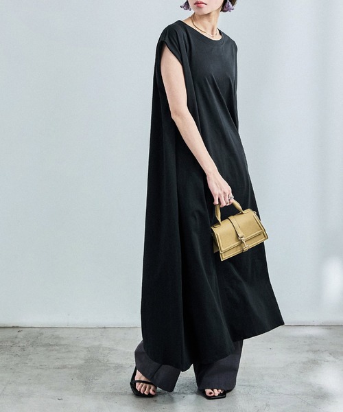Fashion Letter(ファッションレター)の「フレンチスリーブ Tシャツワンピース(ワンピース・レディース・ブラック/グレイッシュベージュ・M)」の18枚目の写真