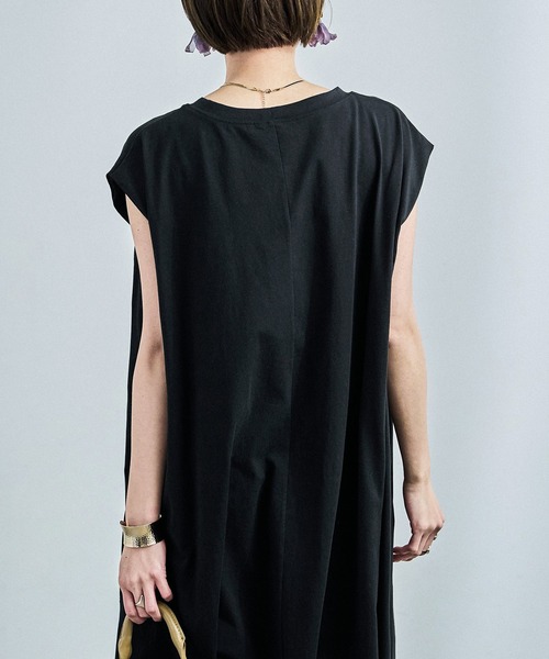 Fashion Letter(ファッションレター)の「フレンチスリーブ Tシャツワンピース(ワンピース・レディース・ブラック/グレイッシュベージュ・M)」の21枚目の写真