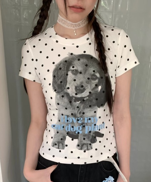 DIAVEL(ディアベル)の「26ss ドット柄プリントコンパクト半袖Tシャツ(Tシャツ/カットソー・レディース・グリーン/グレー・M)」の8枚目の写真