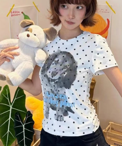 DIAVEL(ディアベル)の「26ss ドット柄プリントコンパクト半袖Tシャツ(Tシャツ/カットソー・レディース・グリーン/グレー・M)」の12枚目の写真