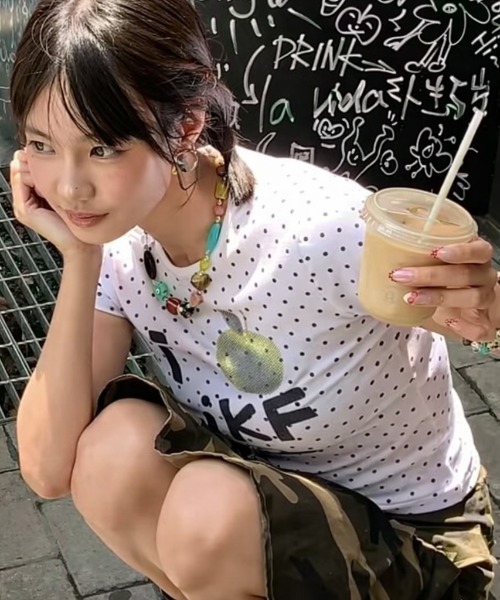 DIAVEL(ディアベル)の「26ss ドット柄プリントコンパクト半袖Tシャツ(Tシャツ/カットソー・レディース・グリーン/グレー・M)」の19枚目の写真