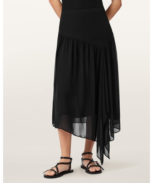 ALLSAINTS(オールセインツ)の「CYRA ASYMMETRIC MAXI SKIRT | CYRA アシンメトリー マキシ スカート(スカート・レディース・ブラック・4/6/8/10)」の2枚目の写真