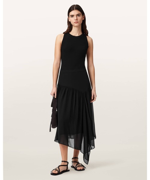ALLSAINTS(オールセインツ)の「CYRA ASYMMETRIC MAXI SKIRT | CYRA アシンメトリー マキシ スカート(スカート・レディース・ブラック・4/6/8/10)」の4枚目の写真