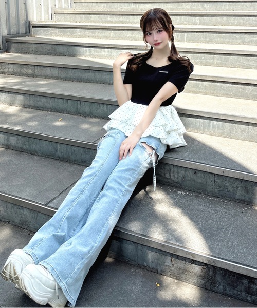 one way(ワンウェイ)の「バックリボンペプラムトップス(Tシャツ/カットソー・レディース・ホワイト系その他/ブルー系その他/ホワイト系その他2/ブラック系その他・FREE)」の11枚目の写真