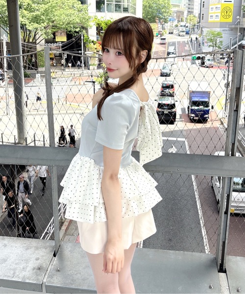 one way(ワンウェイ)の「バックリボンペプラムトップス(Tシャツ/カットソー・レディース・ホワイト系その他/ブルー系その他/ホワイト系その他2/ブラック系その他・FREE)」の8枚目の写真