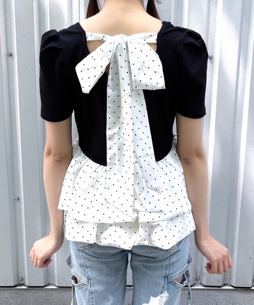 one way(ワンウェイ)の「バックリボンペプラムトップス(Tシャツ/カットソー・レディース・ホワイト系その他/ブルー系その他/ホワイト系その他2/ブラック系その他・FREE)」の13枚目の写真