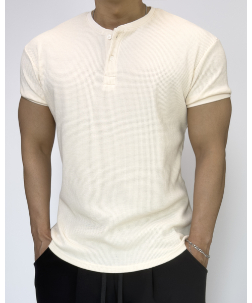 PACIENCIA(パシエンシア)の「マッスルフィットワッフルヘンリーネック半袖 IVORY(Tシャツ/カットソー・メンズ・その他・X-LARGE/XX-LARGE/LARGE)」の6枚目の写真