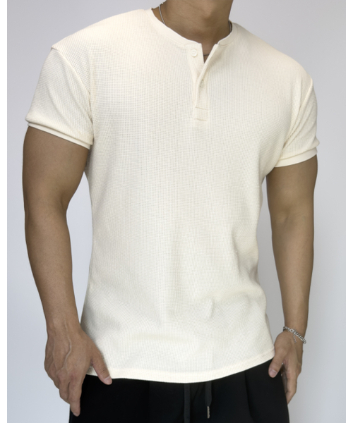 PACIENCIA(パシエンシア)の「マッスルフィットワッフルヘンリーネック半袖 IVORY(Tシャツ/カットソー・メンズ・その他・X-LARGE/XX-LARGE/LARGE)」の7枚目の写真