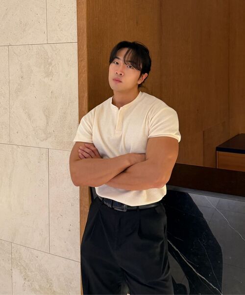 PACIENCIA(パシエンシア)の「マッスルフィットワッフルヘンリーネック半袖 IVORY(Tシャツ/カットソー・メンズ・その他・X-LARGE/XX-LARGE/LARGE)」の10枚目の写真