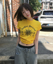 CCカラーアートワーククロップTシャツ(イエロー)