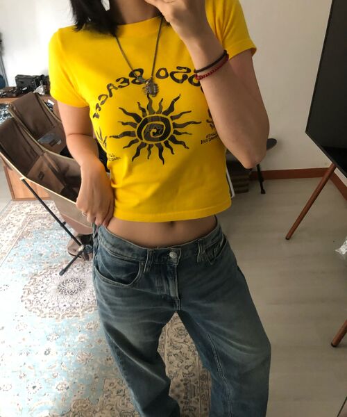 COSO（コソ）の「CCカラーアートワーククロップTシャツ（イエロー）（Tシャツ/カットソー・レディース・イエロー・SMALL/MEDIUM）」の6枚目の写真
