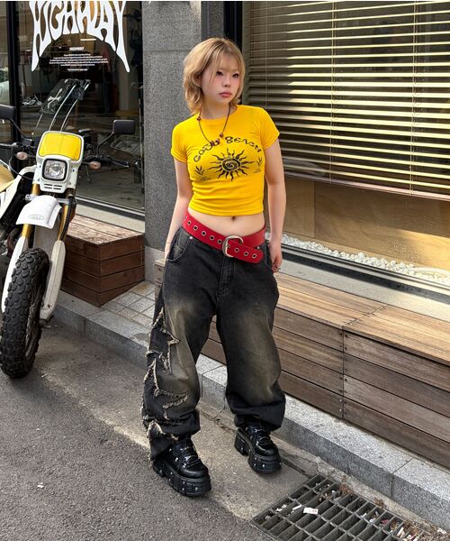 COSO（コソ）の「CCカラーアートワーククロップTシャツ（イエロー）（Tシャツ/カットソー・レディース・イエロー・SMALL/MEDIUM）」の10枚目の写真
