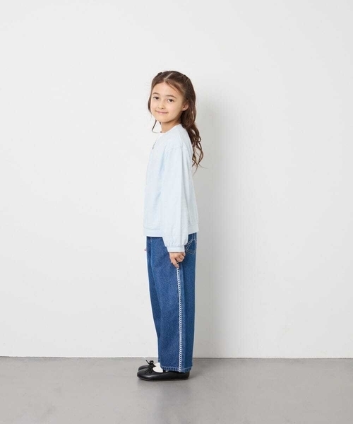 a.v.v（アーヴェヴェ）の「【UVカット】[120-160]ボーダージャガードカーディガン（カーディガン/ボレロ・キッズ・ダークインディゴブルー/ホワイト・130/140/160/120/150）」の10枚目の写真