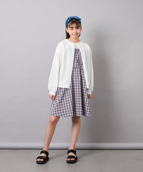 a.v.v（アーヴェヴェ）の「【UVカット】[120-160]ボーダージャガードカーディガン（カーディガン/ボレロ・キッズ・ダークインディゴブルー/ホワイト・130/140/160/120/150）」の17枚目の写真