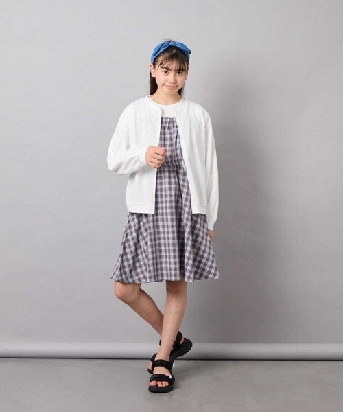 a.v.v（アーヴェヴェ）の「【UVカット】[120-160]ボーダージャガードカーディガン（カーディガン/ボレロ・キッズ・ダークインディゴブルー/ホワイト・130/140/160/120/150）」の18枚目の写真