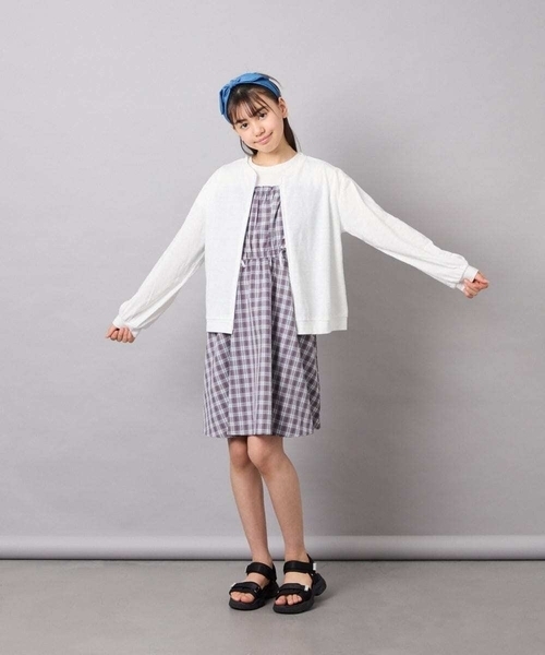 a.v.v（アーヴェヴェ）の「【UVカット】[120-160]ボーダージャガードカーディガン（カーディガン/ボレロ・キッズ・ダークインディゴブルー/ホワイト・130/140/160/120/150）」の20枚目の写真