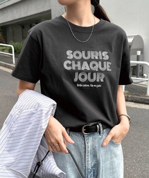 ラインロゴ刺繍半袖Tシャツ