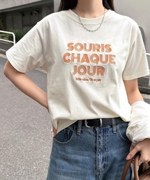 ラインロゴ刺繍半袖Tシャツ