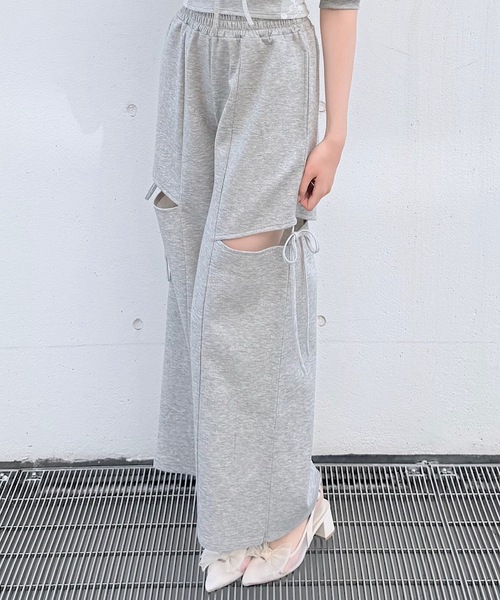 NOMAE(ノーマエ)の「【セットアップ対応】サイドリボンスウェットパンツ(スウェットパンツ・レディース・ベージュ/ブラック/グレー・FREE)」の1枚目の写真