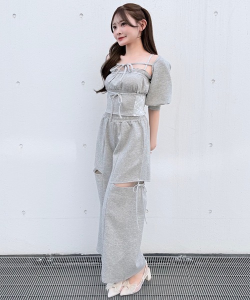 NOMAE(ノーマエ)の「【セットアップ対応】サイドリボンスウェットパンツ(スウェットパンツ・レディース・ベージュ/ブラック/グレー・FREE)」の7枚目の写真