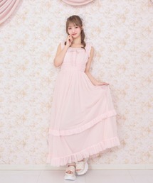 チュールフリルロングワンピース