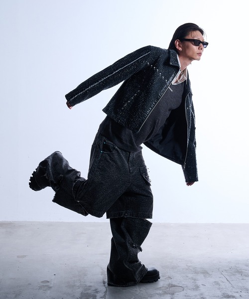 VI E DIT（ヴィエディット）の「Needle Stud Wide Pants/ニードルスタッズワイドパンツ（デニムパンツ・メンズ・その他・1/2）」の3枚目の写真
