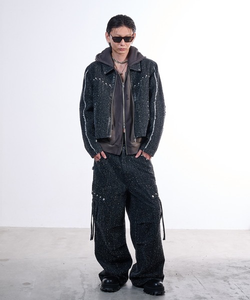 VI E DIT（ヴィエディット）の「Needle Stud Wide Pants/ニードルスタッズワイドパンツ（デニムパンツ・メンズ・その他・1/2）」の2枚目の写真