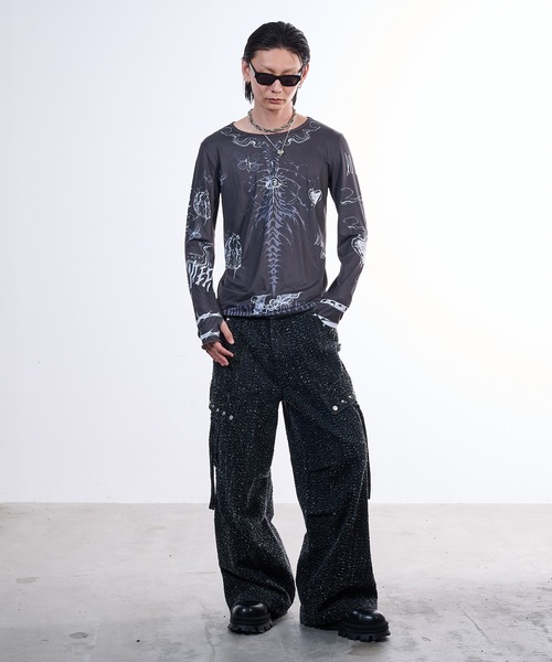 VI E DIT（ヴィエディット）の「Needle Stud Wide Pants/ニードルスタッズワイドパンツ（デニムパンツ・メンズ・その他・1/2）」の4枚目の写真