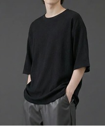 ワッフル素材Vネック半袖Tシャツ/リラックスシルエット