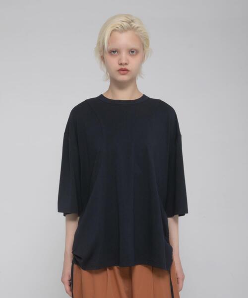LAATO(ラート)の「shirring over tee(Tシャツ/カットソー・レディース・ブラウン/ネイビー/イエロー・FREE)」の1枚目の写真
