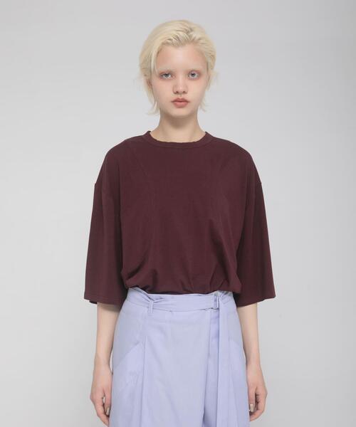 LAATO(ラート)の「shirring over tee(Tシャツ/カットソー・レディース・ブラウン/ネイビー/イエロー・FREE)」の2枚目の写真