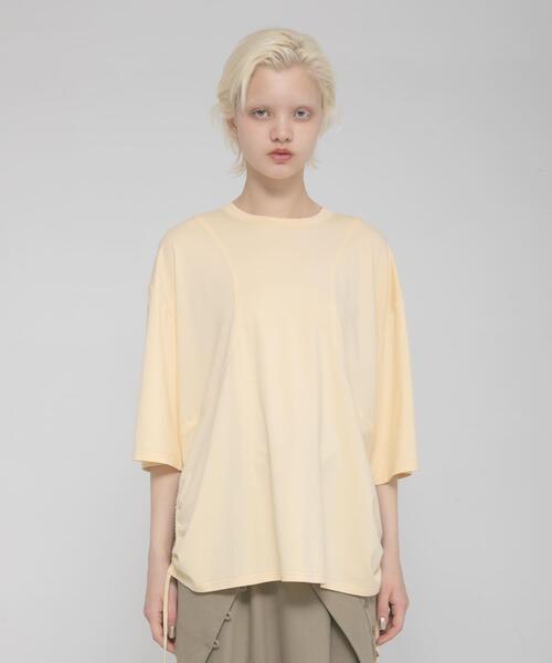 LAATO(ラート)の「shirring over tee(Tシャツ/カットソー・レディース・ブラウン/ネイビー/イエロー・FREE)」の3枚目の写真