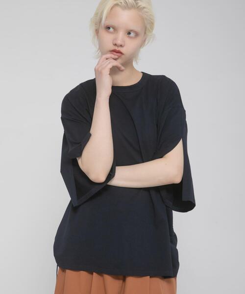LAATO(ラート)の「shirring over tee(Tシャツ/カットソー・レディース・ブラウン/ネイビー/イエロー・FREE)」の6枚目の写真
