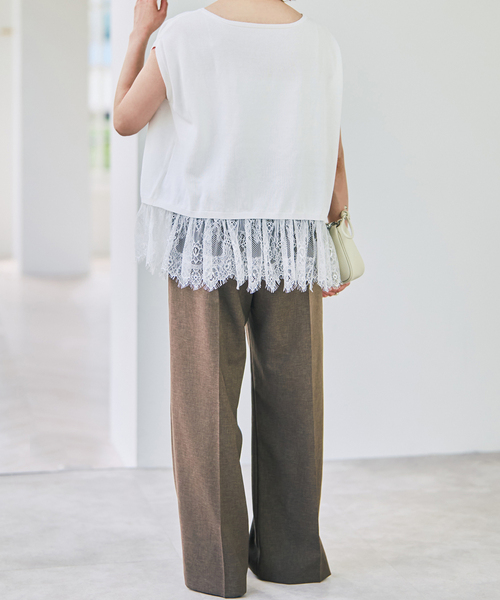 Spick & Span(スピックアンドスパン)の「《手洗い可》レースドッキング2WAYフレンチスリーブニットプルオーバー(ニット/セーター・レディース・ホワイト/ネイビー・FREE)」の11枚目の写真