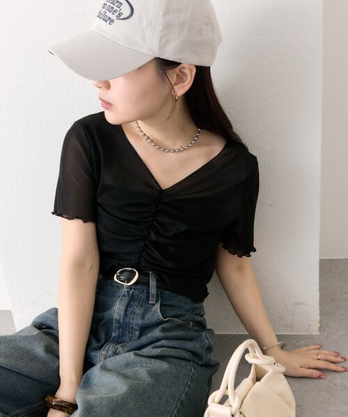 mystic(ミスティック)の「シャーリングチュールT(Tシャツ/カットソー・レディース・ブルー/ブラック/オフホワイト・FREE)」の19枚目の写真
