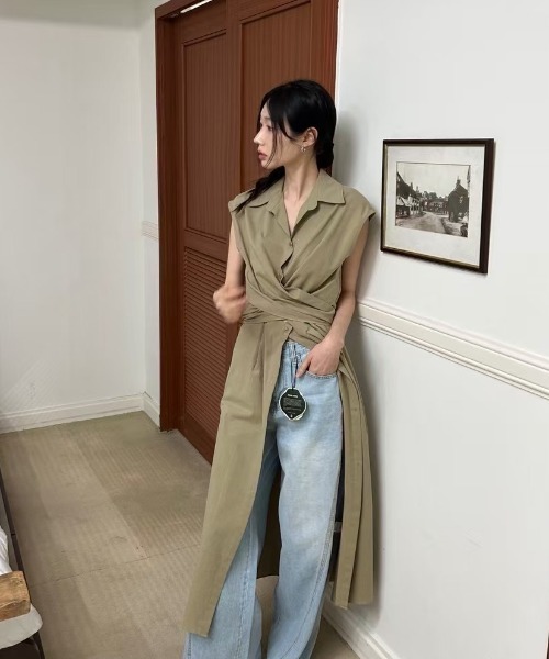 FAVORITO(ファヴォリート)の「シャツワンピース(シャツワンピース・レディース・カーキ/ブラック/ホワイト・F)」の3枚目の写真