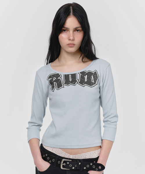 SUNBURNPROJECT(サンバーンプロジェクト)の「RAW THREE-QUARTER T-SHIRT, SKY BLUE(Tシャツ/カットソー・レディース・その他・SMALL/MEDIUM)」の1枚目の写真