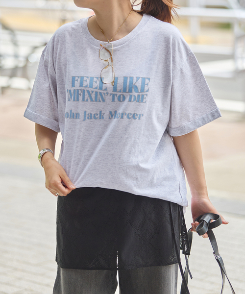 jj mercer(ジェイジェイマーサー)の「別注【J.J.Mercer / ジェイジェイマーサー】メランジTEE(Tシャツ/カットソー・レディース・ブラック系その他/チャコールグレー/ホワイト・FREE)」の3枚目の写真