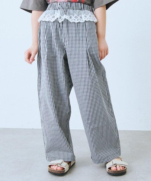 CIAOPANIC TYPY（チャオパニックティピー）の「【KIDS】【ZOZO限定】レースレイヤードギンガムチェックパンツ（その他パンツ・キッズ・サックスブルー/ブラック・130/150/110）」の3枚目の写真