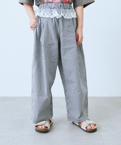 CIAOPANIC TYPY（チャオパニックティピー）の「【KIDS】【ZOZO限定】レースレイヤードギンガムチェックパンツ（その他パンツ・キッズ・サックスブルー/ブラック・130/150/110）」の4枚目の写真