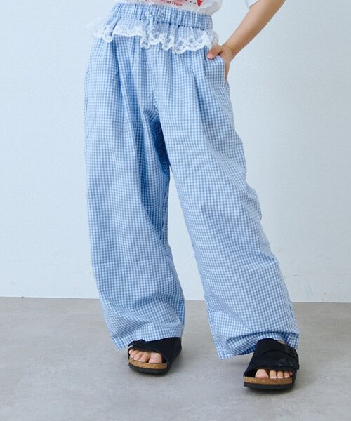 CIAOPANIC TYPY（チャオパニックティピー）の「【KIDS】【ZOZO限定】レースレイヤードギンガムチェックパンツ（その他パンツ・キッズ・サックスブルー/ブラック・130/150/110）」の5枚目の写真