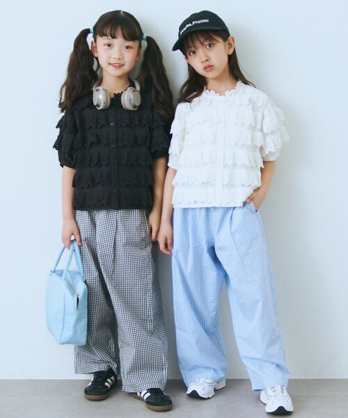 CIAOPANIC TYPY（チャオパニックティピー）の「【KIDS】【ZOZO限定】レースレイヤードギンガムチェックパンツ（その他パンツ・キッズ・サックスブルー/ブラック・130/150/110）」の13枚目の写真