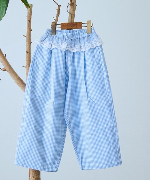 CIAOPANIC TYPY（チャオパニックティピー）の「【KIDS】【ZOZO限定】レースレイヤードギンガムチェックパンツ（その他パンツ・キッズ・サックスブルー/ブラック・130/150/110）」の9枚目の写真