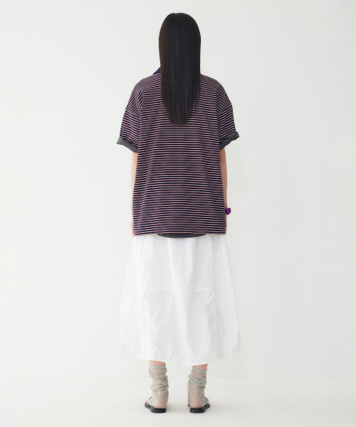 STUDIO TOMBOY（スタジオトムボーイ）の「ストライプオーバーサイズカラー半袖Tシャツ_ネイビー_9176222997（ポロシャツ・レディース・ネイビー・OS）」の4枚目の写真