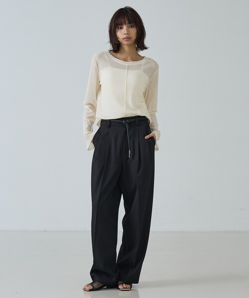 abahouse mavie(アバハウスマヴィ)の「【ヘルシーな透け感】シアーフライスロンT(Tシャツ/カットソー・レディース・モカ/アイボリー/サックスブルー/ブラック/オフホワイト・フリー)」の9枚目の写真
